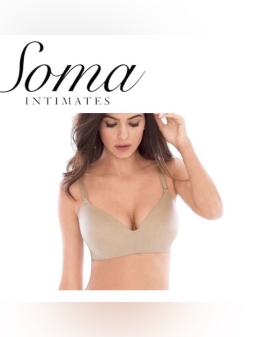 New Soma Vanishing Back Wireless Bra in Soft Tan Size 36DD